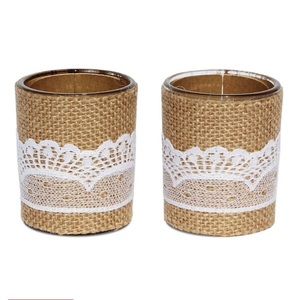 30 burlap with lace votive candle holders
